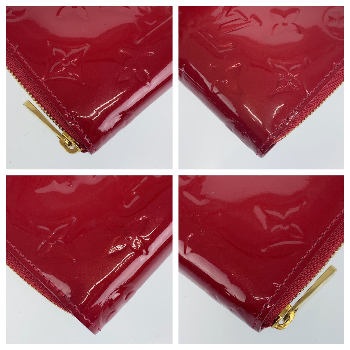 LOUIS VUITTON Coin case M93608 enamel Red Monogram Vernis Zip around purse