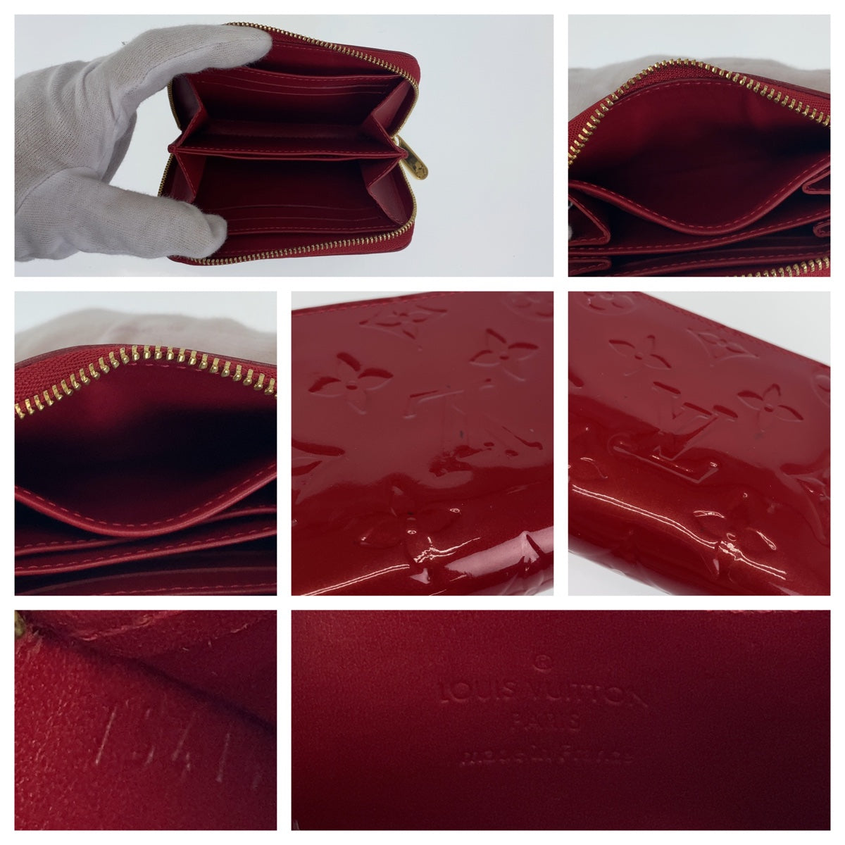 LOUIS VUITTON Coin case M93608 enamel Red Monogram Vernis Zip around purse