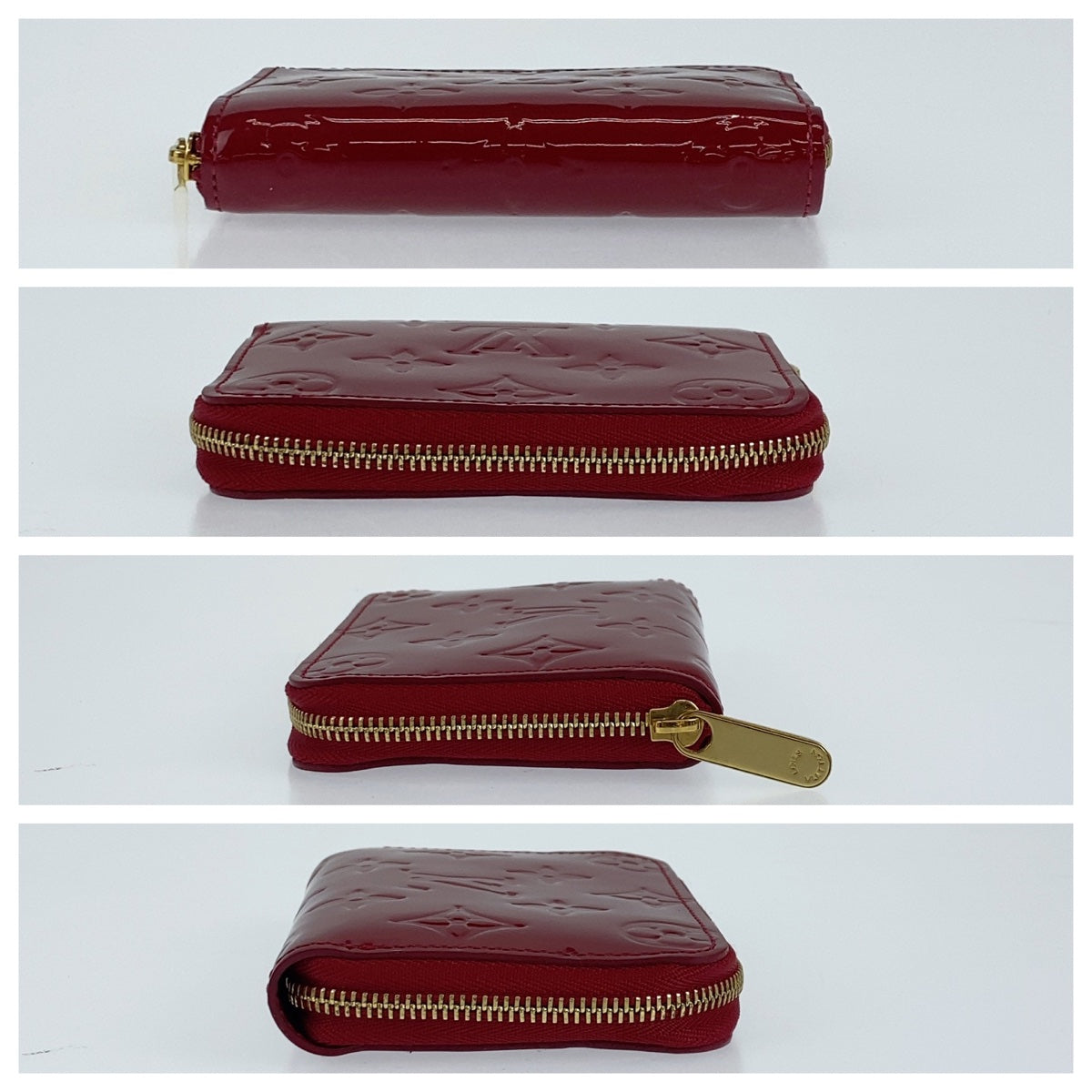 LOUIS VUITTON Coin case M93608 enamel Red Monogram Vernis Zip around purse