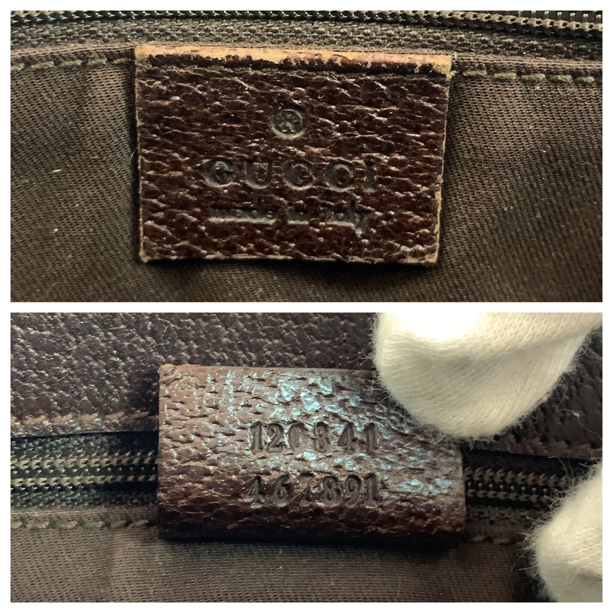 GUCCI Shoulder Bag 120841 GG canvas Brown Silver Metal