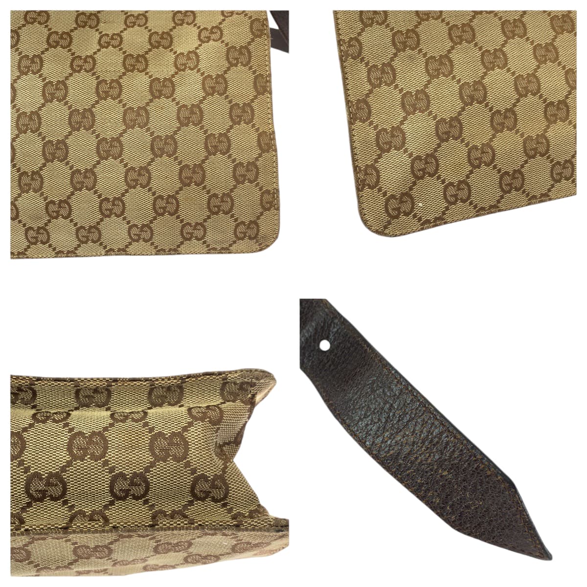 GUCCI Shoulder Bag 120841 GG canvas Brown Silver Metal