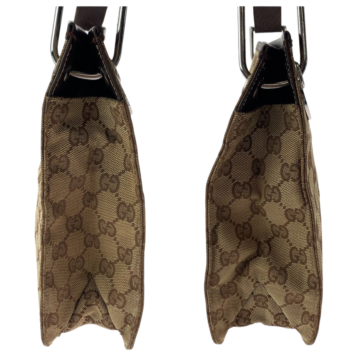 GUCCI Shoulder Bag 120841 GG canvas Brown Silver Metal