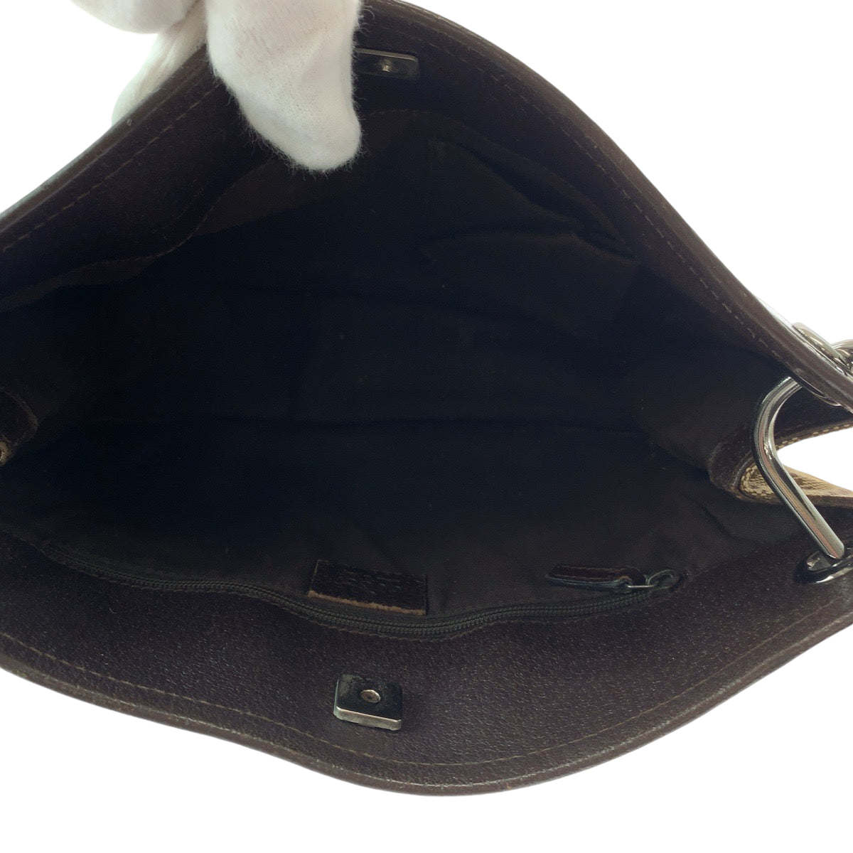 GUCCI Shoulder Bag 120841 GG canvas Brown Silver Metal