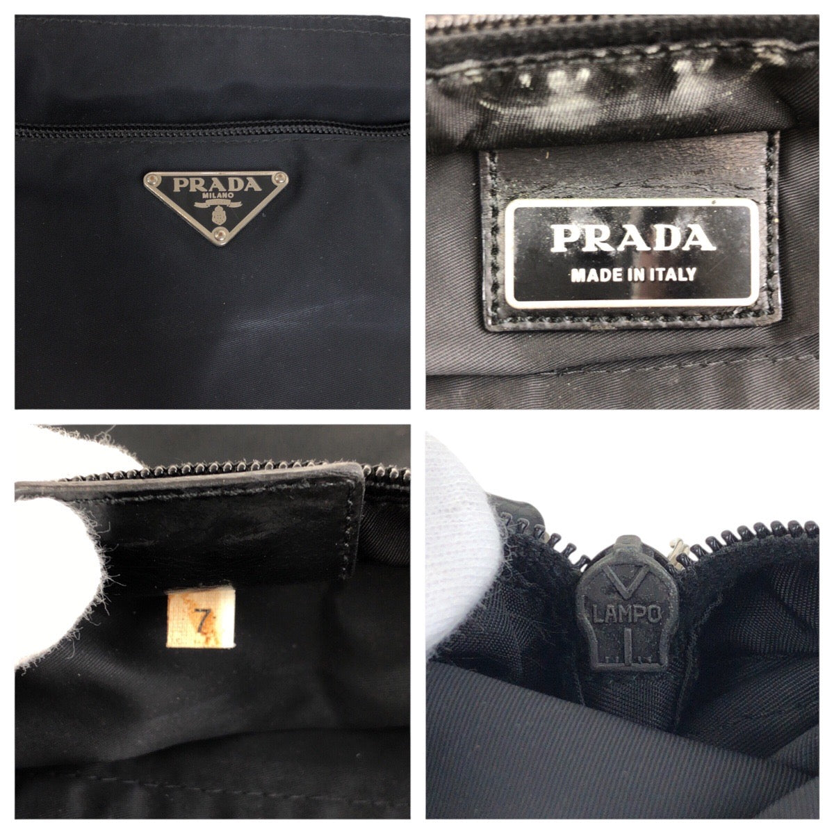 PRADA Shoulder Bag Nylon Black SilverMetal Test Triangle With logo