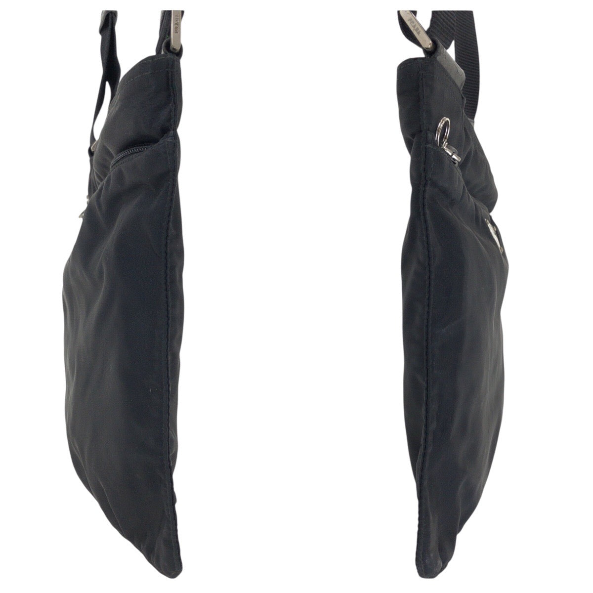 PRADA Shoulder Bag Nylon Black SilverMetal Test Triangle With logo
