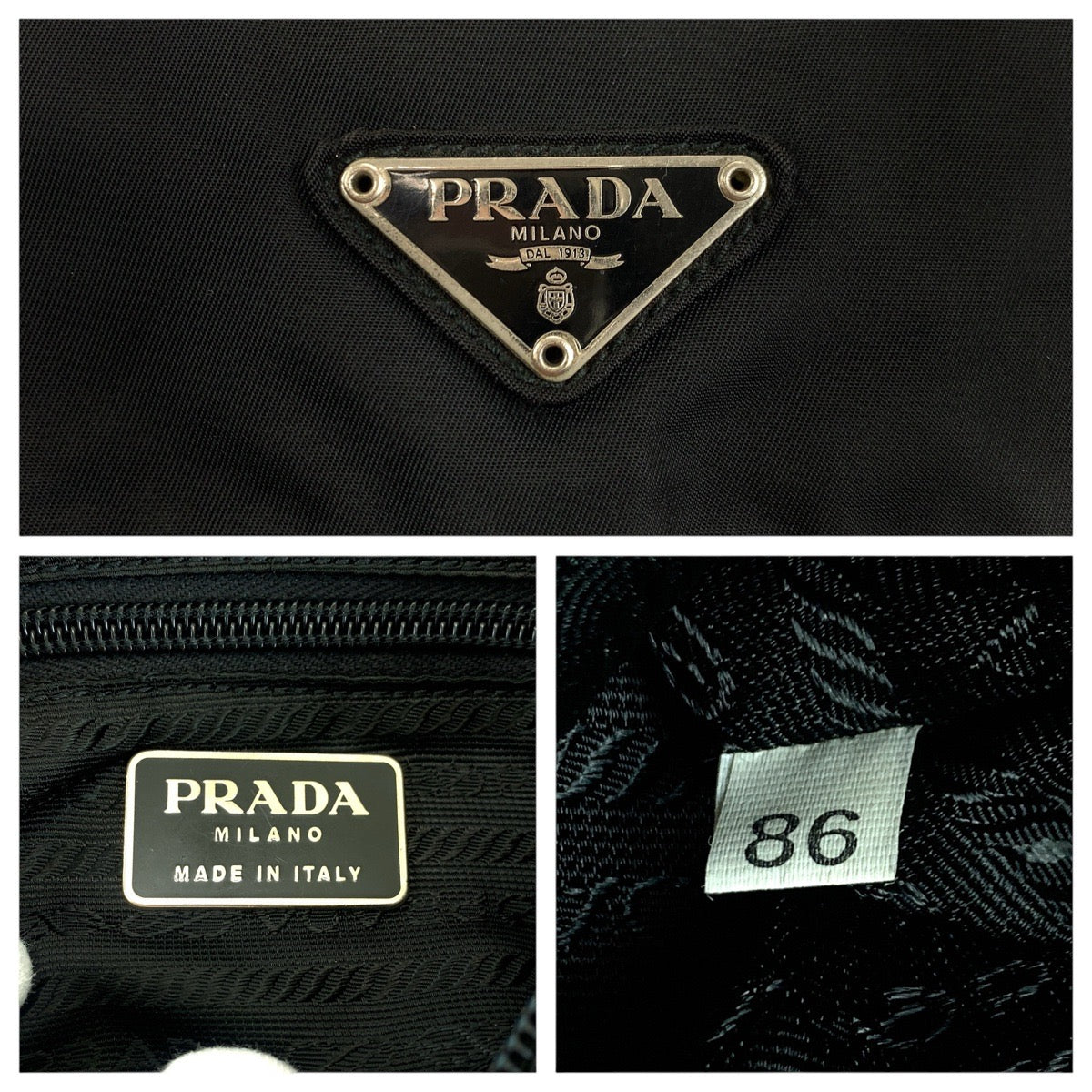 PRADA Shoulder Bag Nylon black Test Triangle With logo