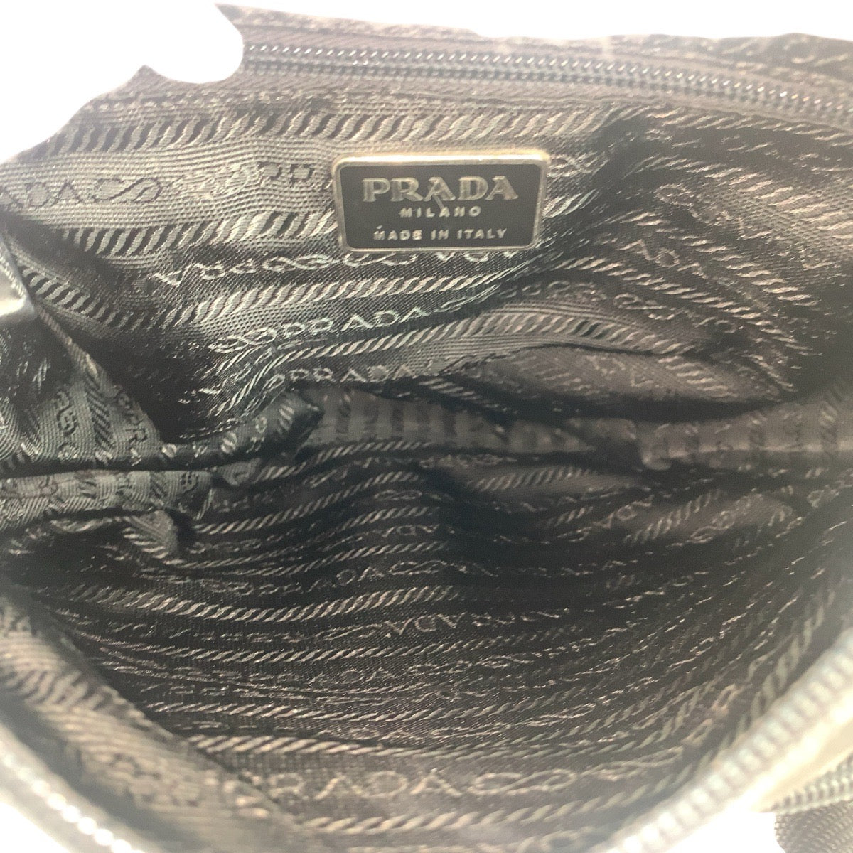PRADA Shoulder Bag Nylon black Test Triangle With logo