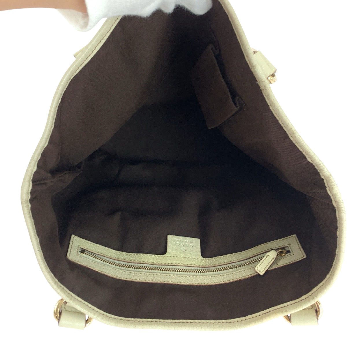 GUCCI Tote Bag 153009 GG canvas Beige White Gold Metal