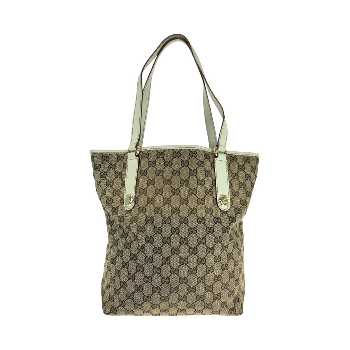 GUCCI Tote Bag 153009 GG canvas Beige White Gold Metal