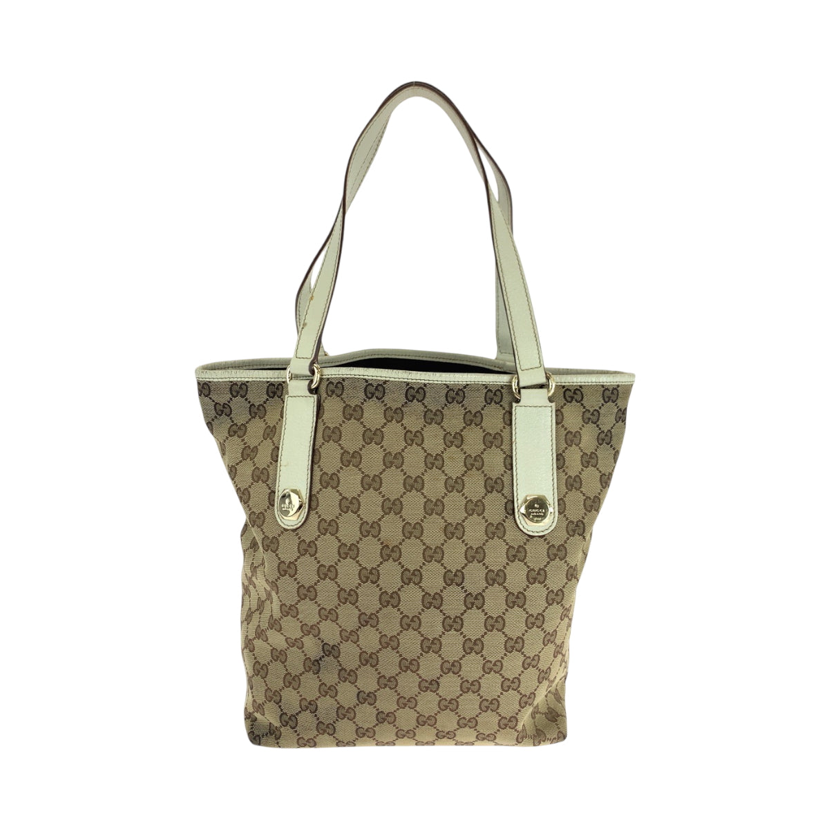 GUCCI Tote Bag 153009 GG canvas Beige White Gold Metal