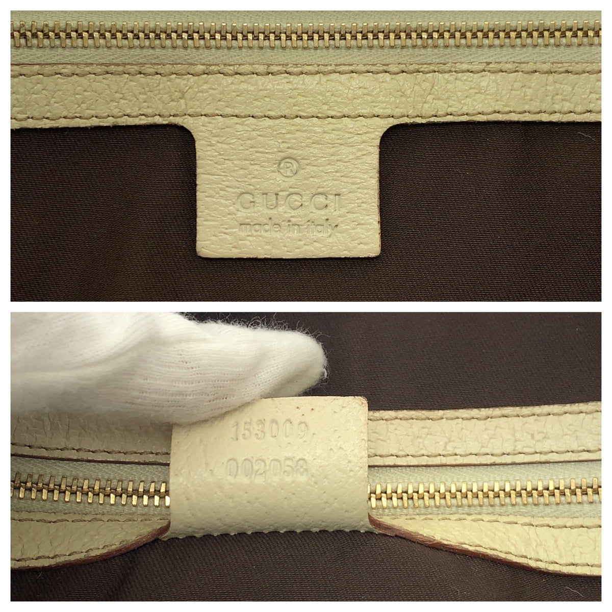 GUCCI Tote Bag 153009 GG canvas Beige White Gold Metal