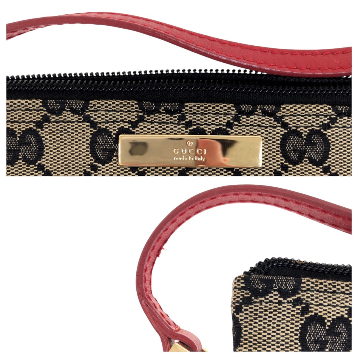 GUCCI Handbag 039 1103 GG canvas Black red