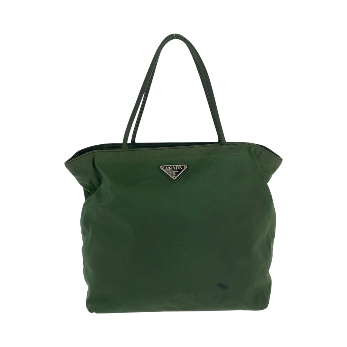 PRADA Tote Bag Nylon Khaki SilverMetal Test Triangle With logo