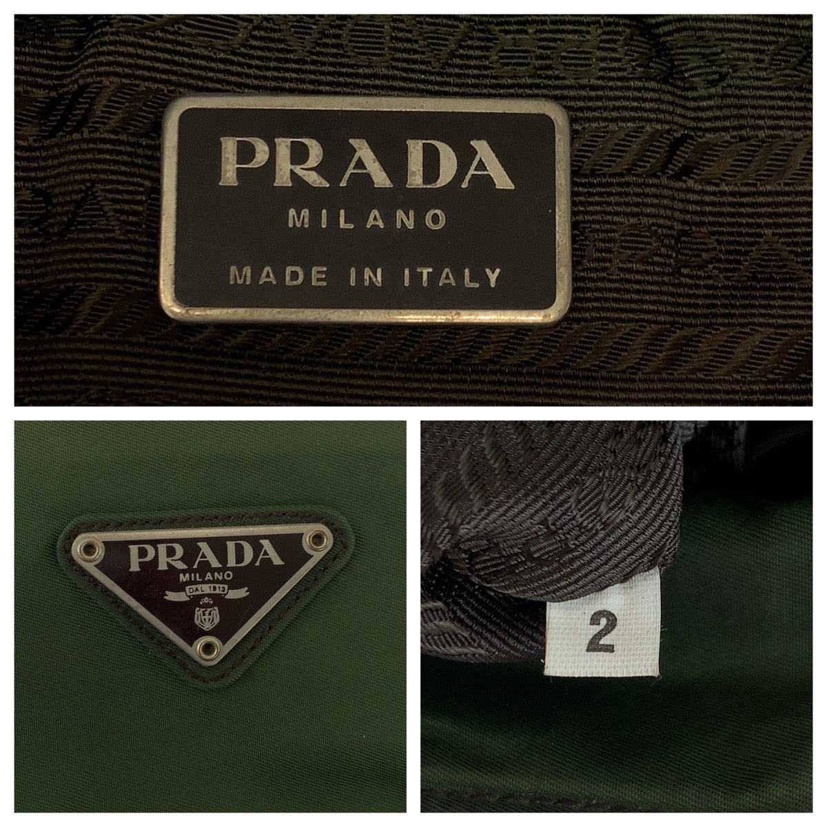 PRADA Tote Bag Nylon Khaki SilverMetal Test Triangle With logo