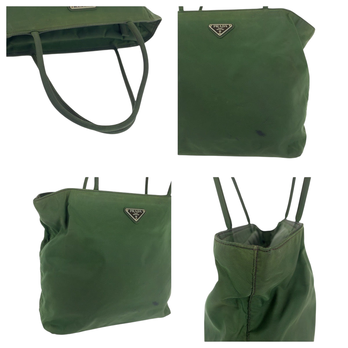 PRADA Tote Bag Nylon Khaki SilverMetal Test Triangle With logo