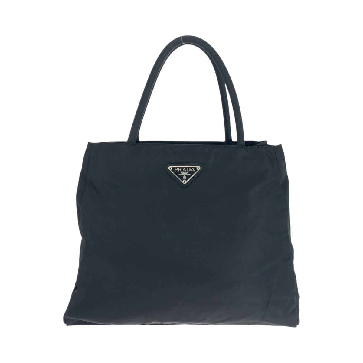 PRADA Tote Bag Nylon Black SilverMetal Test Triangle With logo