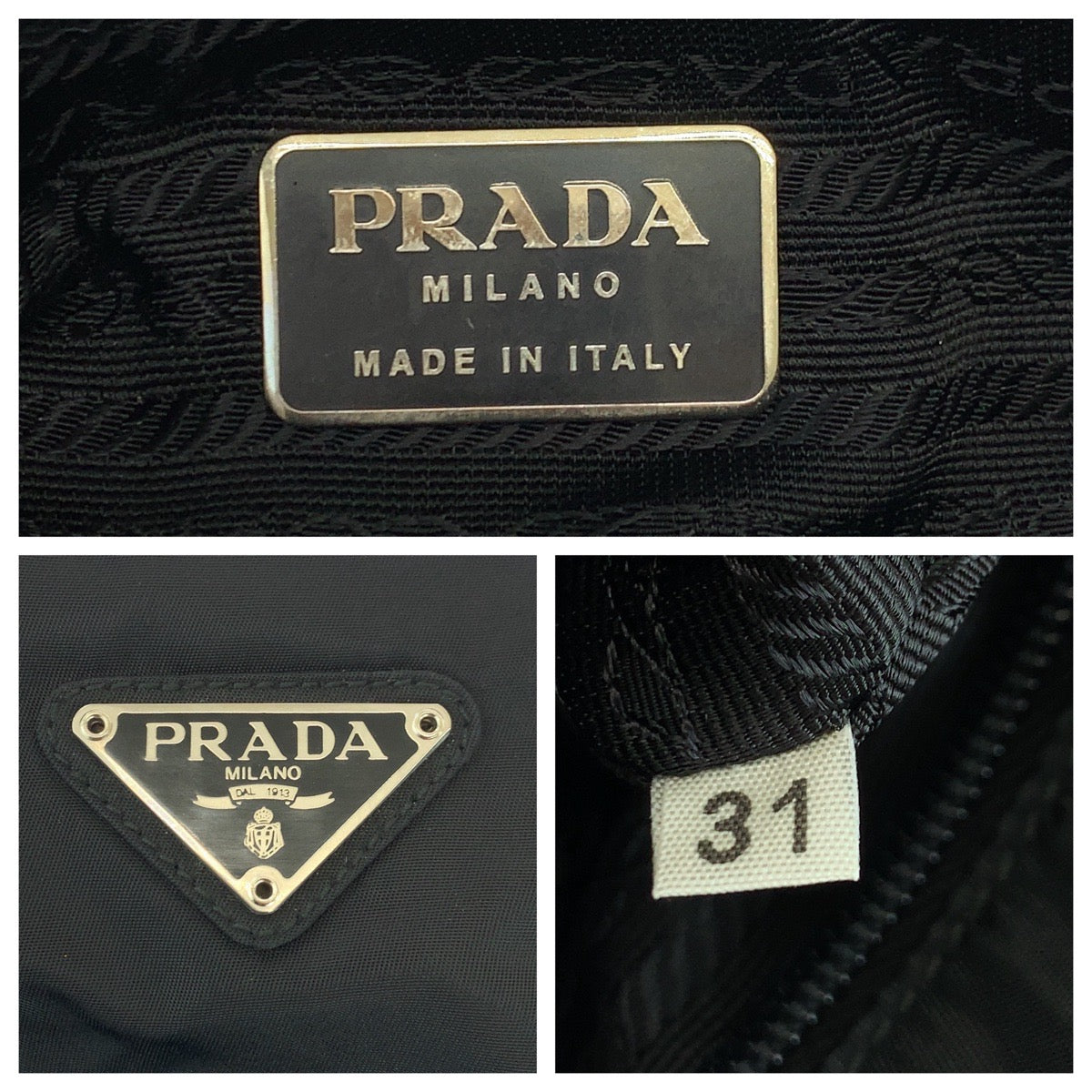 PRADA Tote Bag Nylon Black SilverMetal Test Triangle With logo