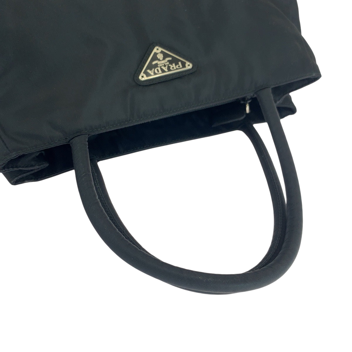 PRADA Tote Bag Nylon Black SilverMetal Test Triangle With logo
