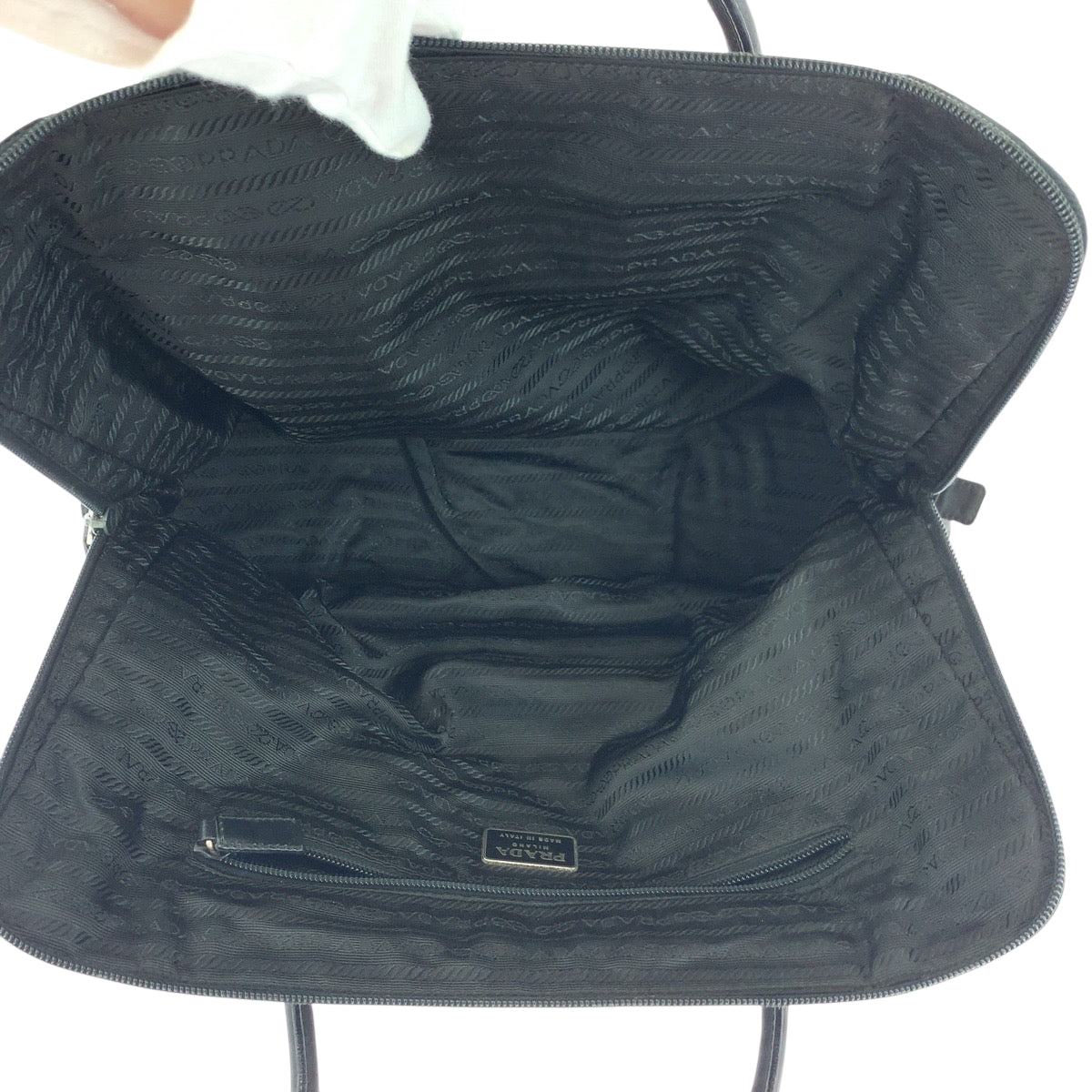 PRADA Tote Bag Nylon Black SilverMetal Test logo
