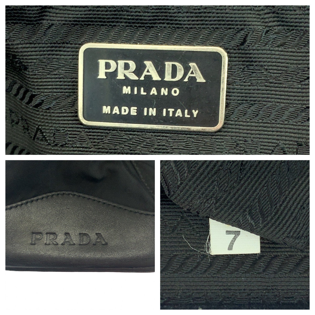 PRADA Tote Bag Nylon Black SilverMetal Test logo