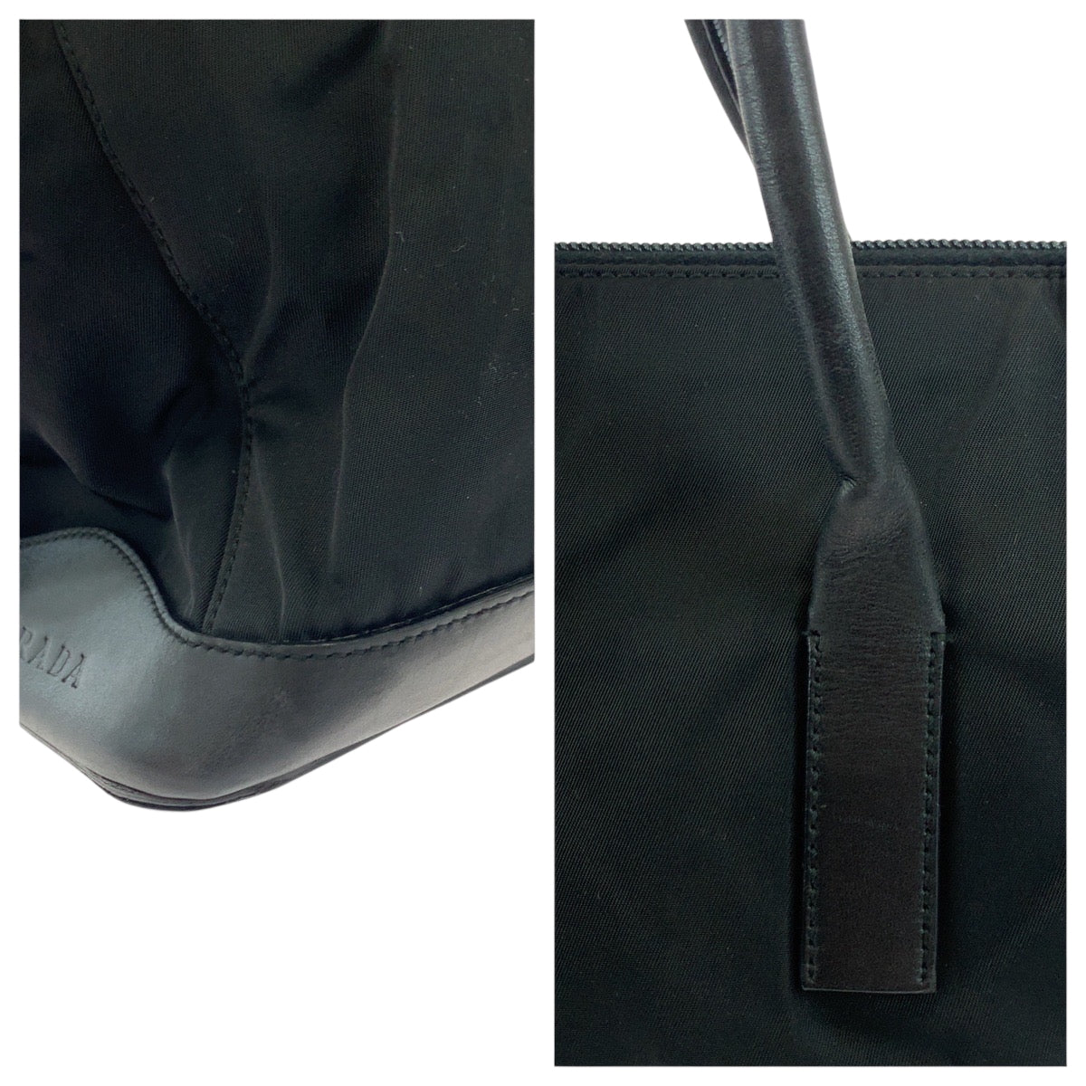 PRADA Tote Bag Nylon Black SilverMetal Test logo