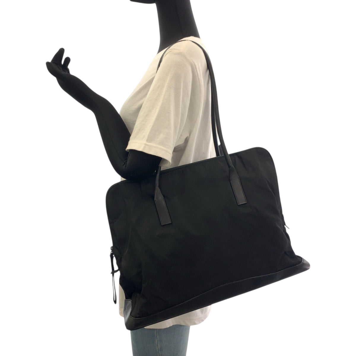 PRADA Tote Bag Nylon Black SilverMetal Test logo