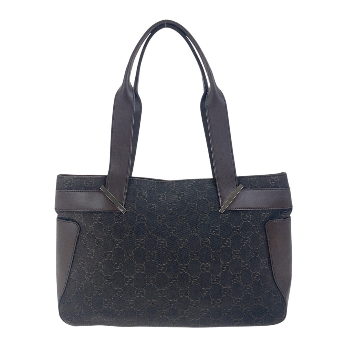 GUCCI Tote Bag 73983 GG canvas Brown Silver Metal