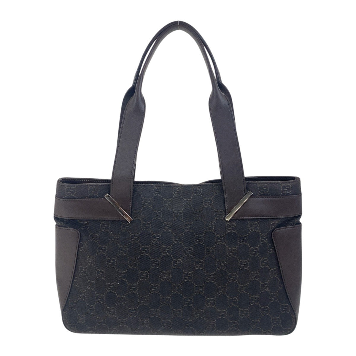GUCCI Tote Bag 73983 GG canvas Brown Silver Metal