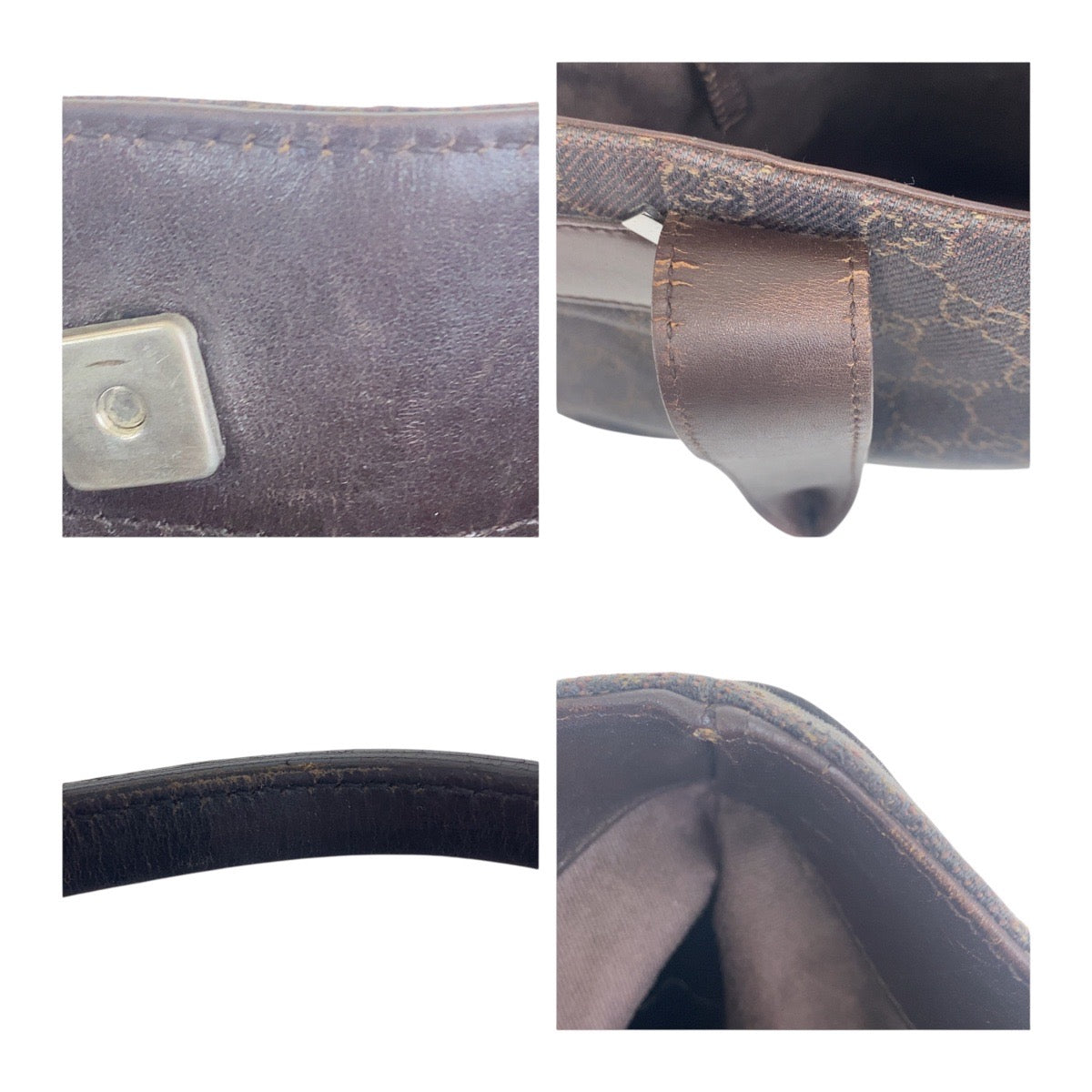 GUCCI Tote Bag 73983 GG canvas Brown Silver Metal