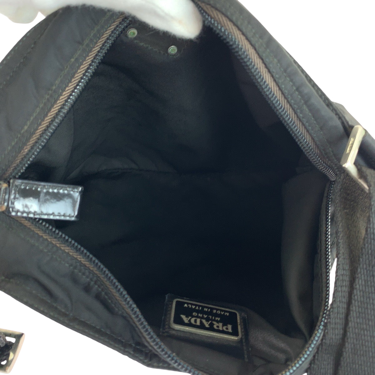 PRADA Shoulder Bag Nylon Black SilverMetal Test Triangle With logo