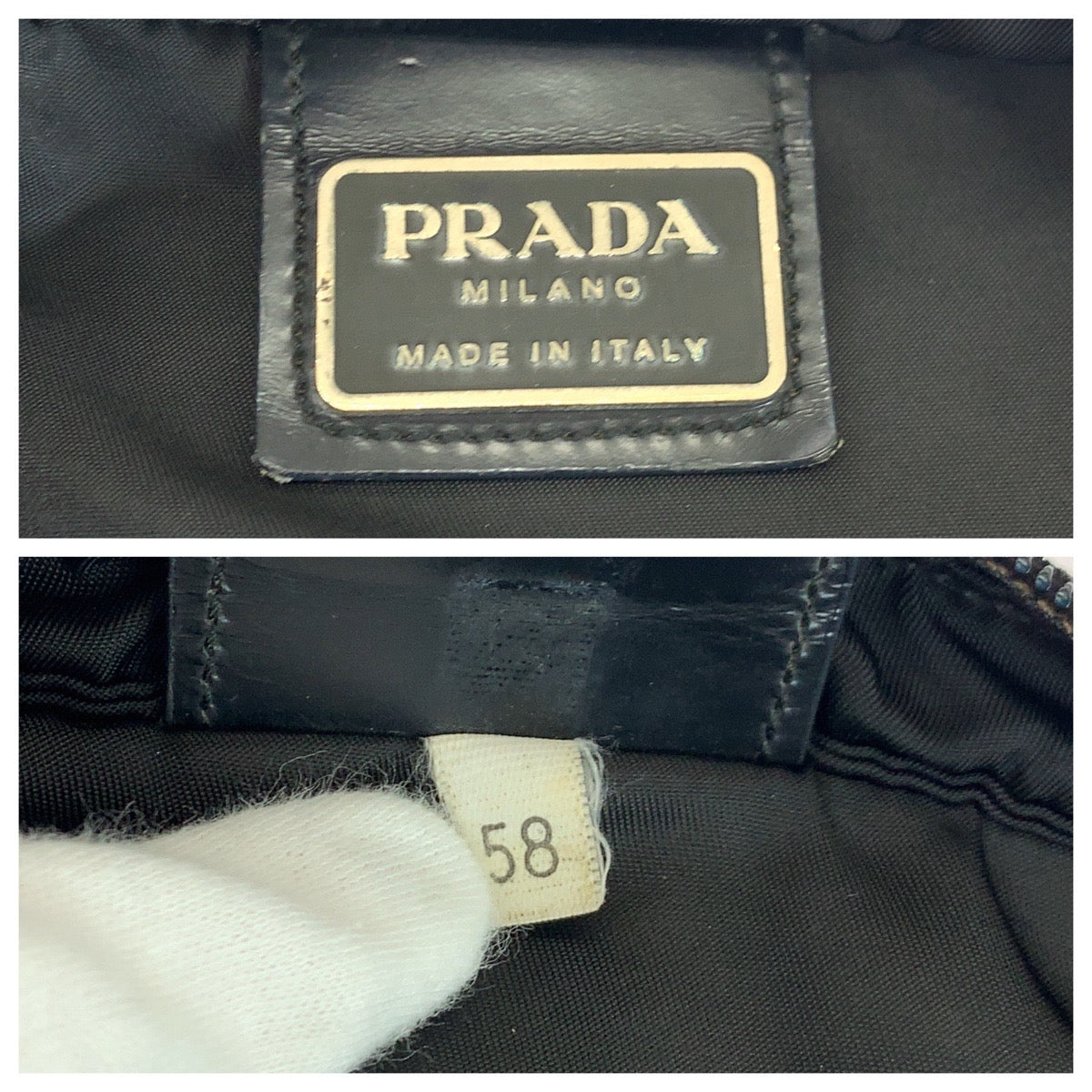 PRADA Shoulder Bag Nylon Black SilverMetal Test Triangle With logo