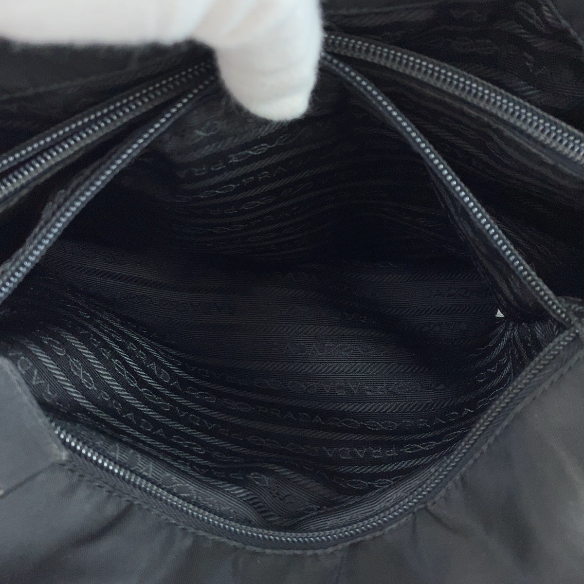 PRADA Tote Bag Nylon black Test Triangle With logo