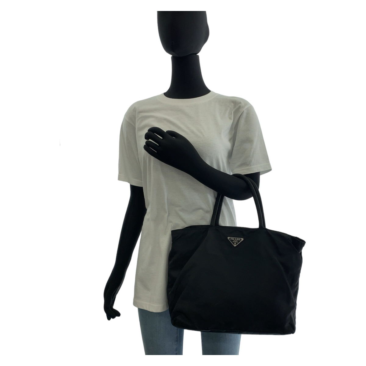 PRADA Tote Bag Nylon black Test Triangle With logo