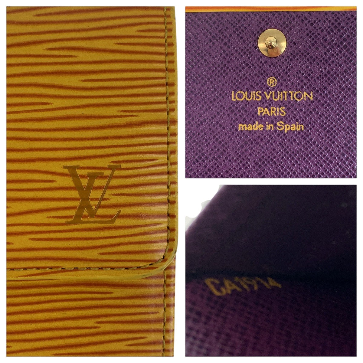 LOUIS VUITTON Long Wallet Purse M63389 leather Tassili Yellow GoldMetal Epi Porte Tresor International