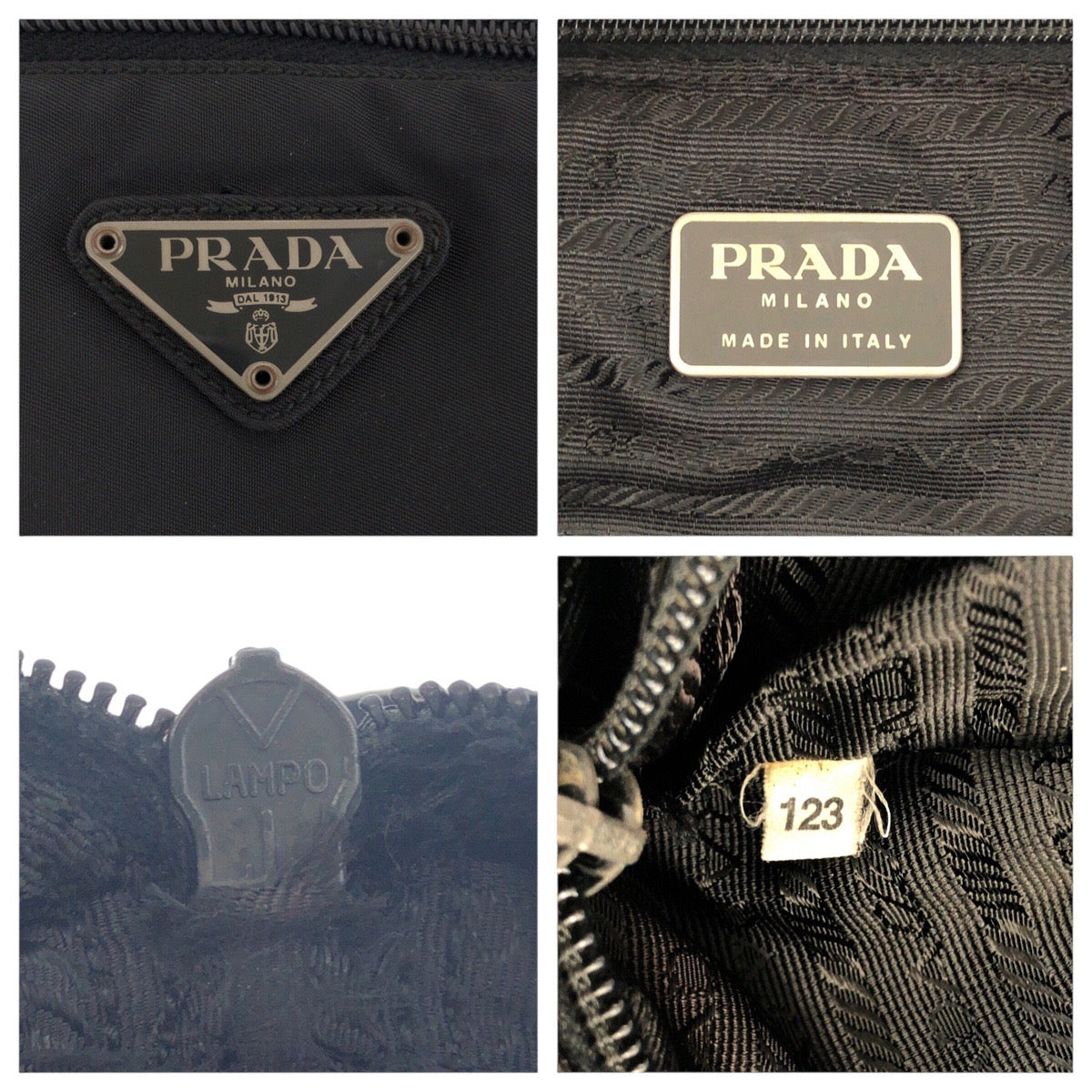 PRADA Shoulder Bag Nylon Black SilverMetal Test Triangle With logo