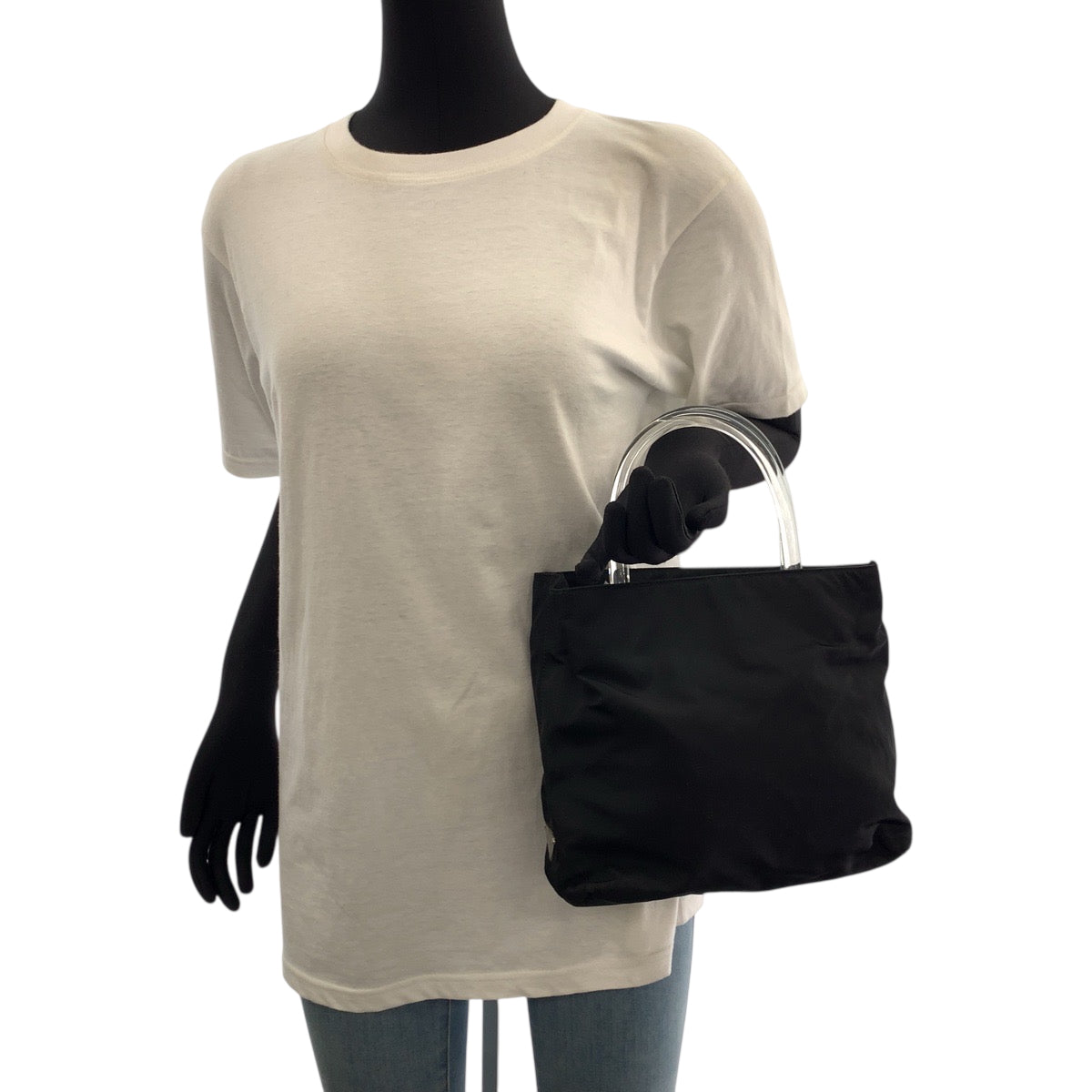 PRADA Tote Bag Nylon black Test Triangle With logo