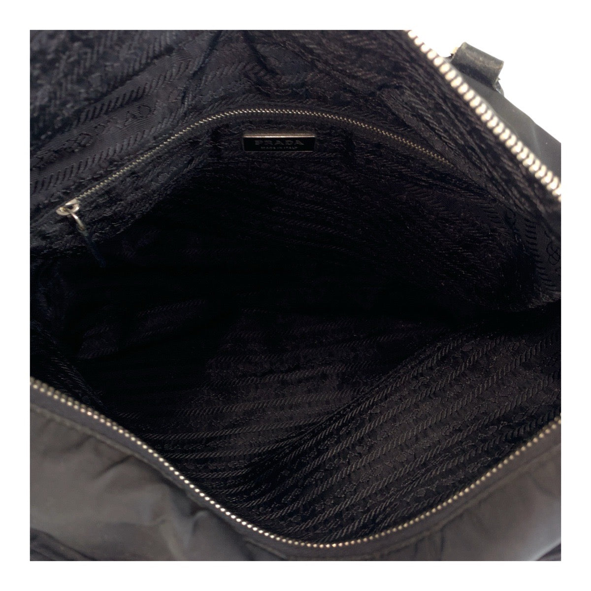PRADA Shoulder Bag Nylon Black SilverMetal Test Triangle With logo