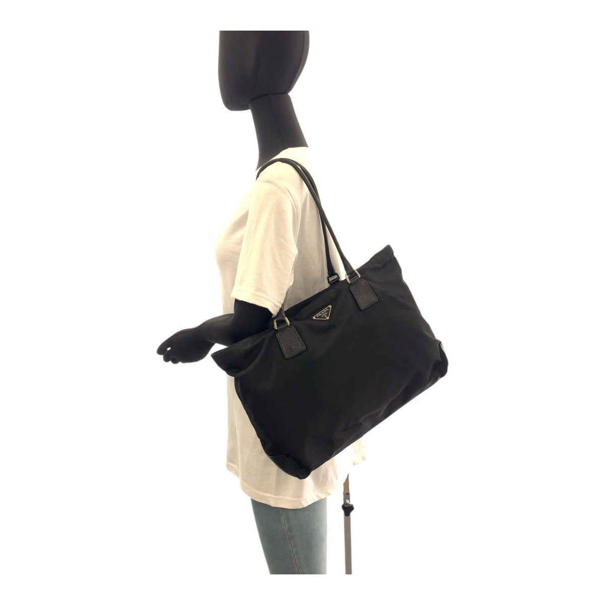 PRADA Shoulder Bag Nylon Black SilverMetal Test Triangle With logo