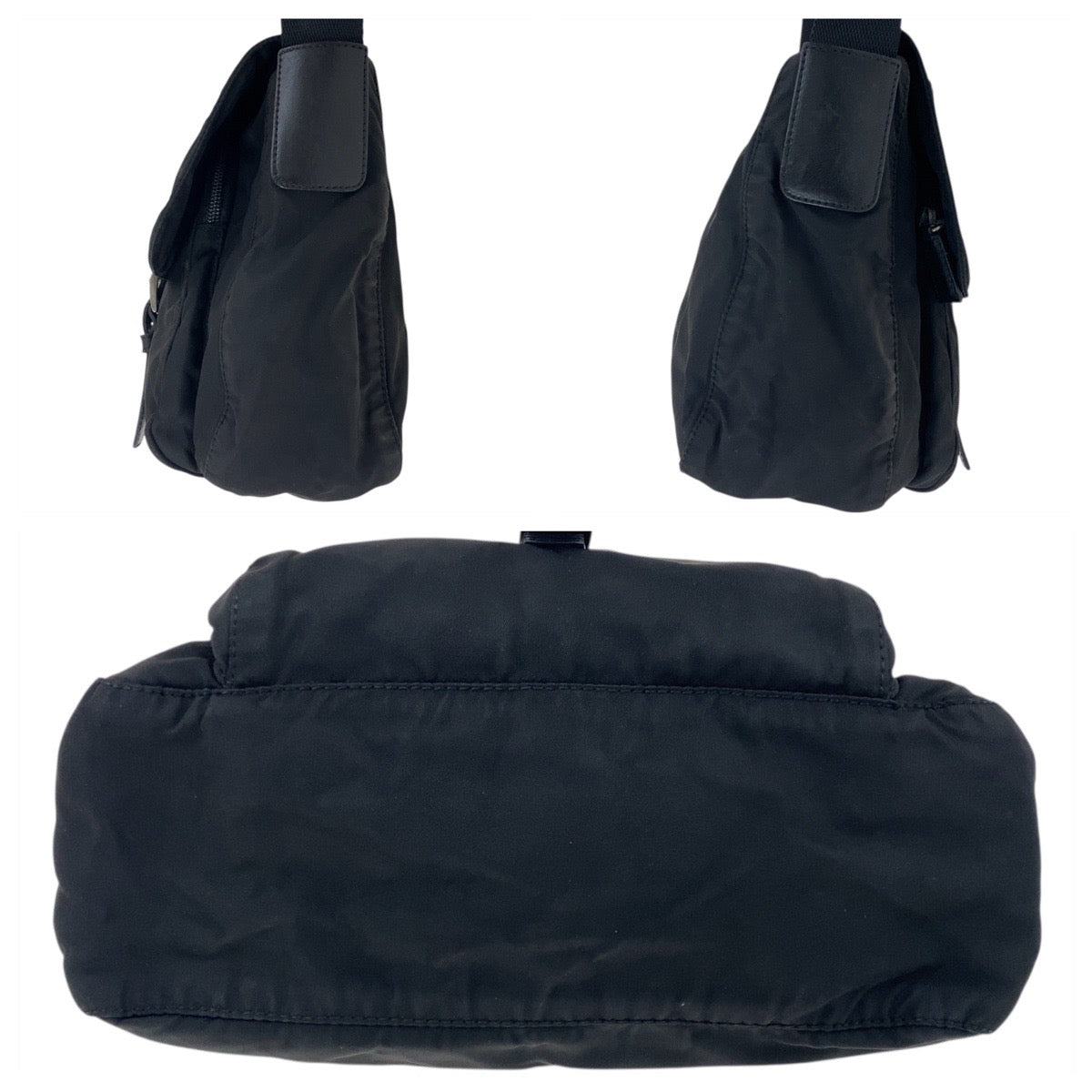 PRADA Shoulder Bag Nylon Black SilverMetal Test Triangle With logo