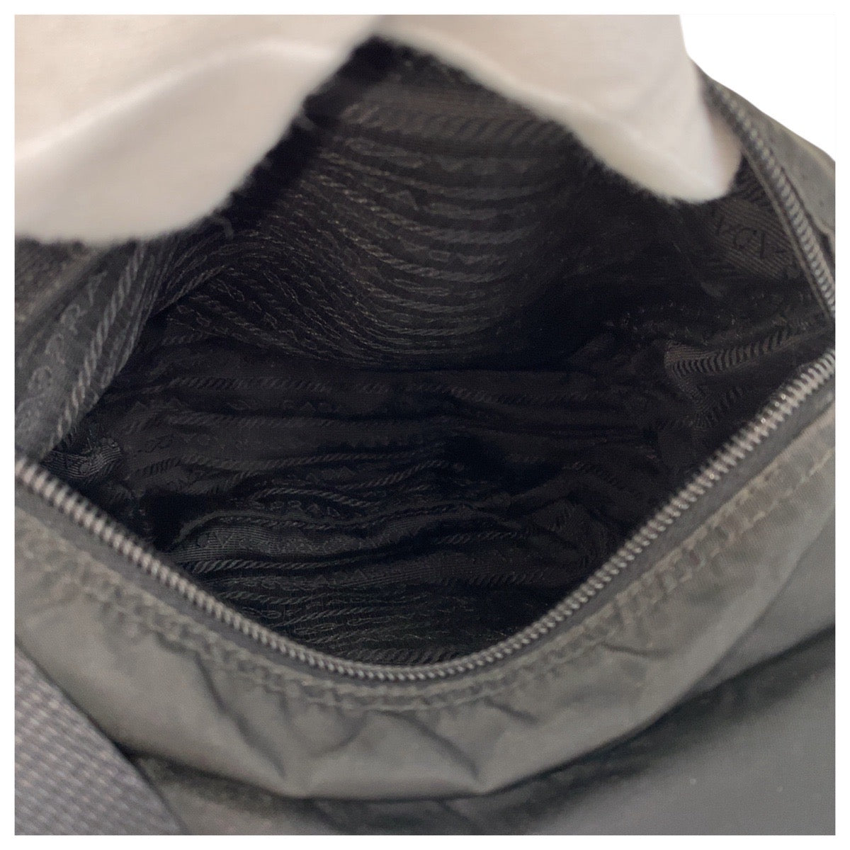 PRADA Shoulder Bag Nylon Black SilverMetal Test Triangle With logo