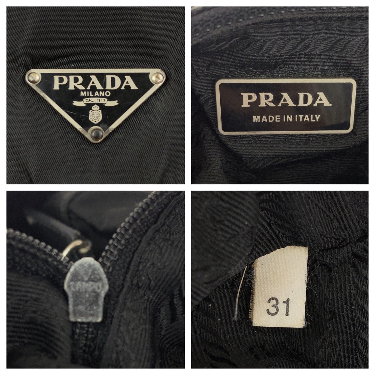 PRADA Shoulder Bag Nylon Black SilverMetal Test Triangle With logo