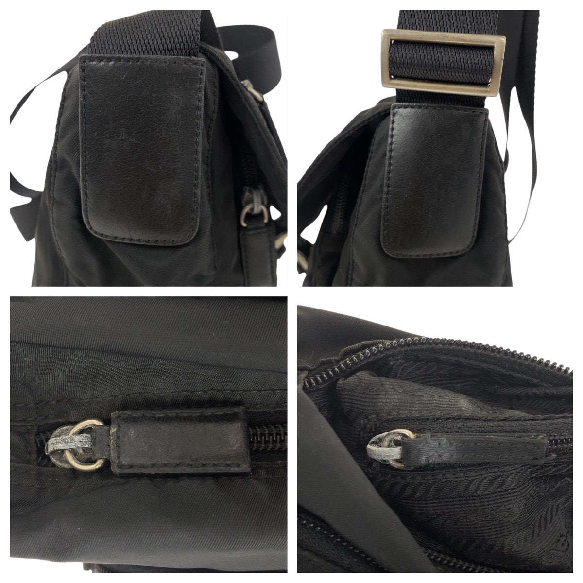 PRADA Shoulder Bag Nylon Black SilverMetal Test Triangle With logo