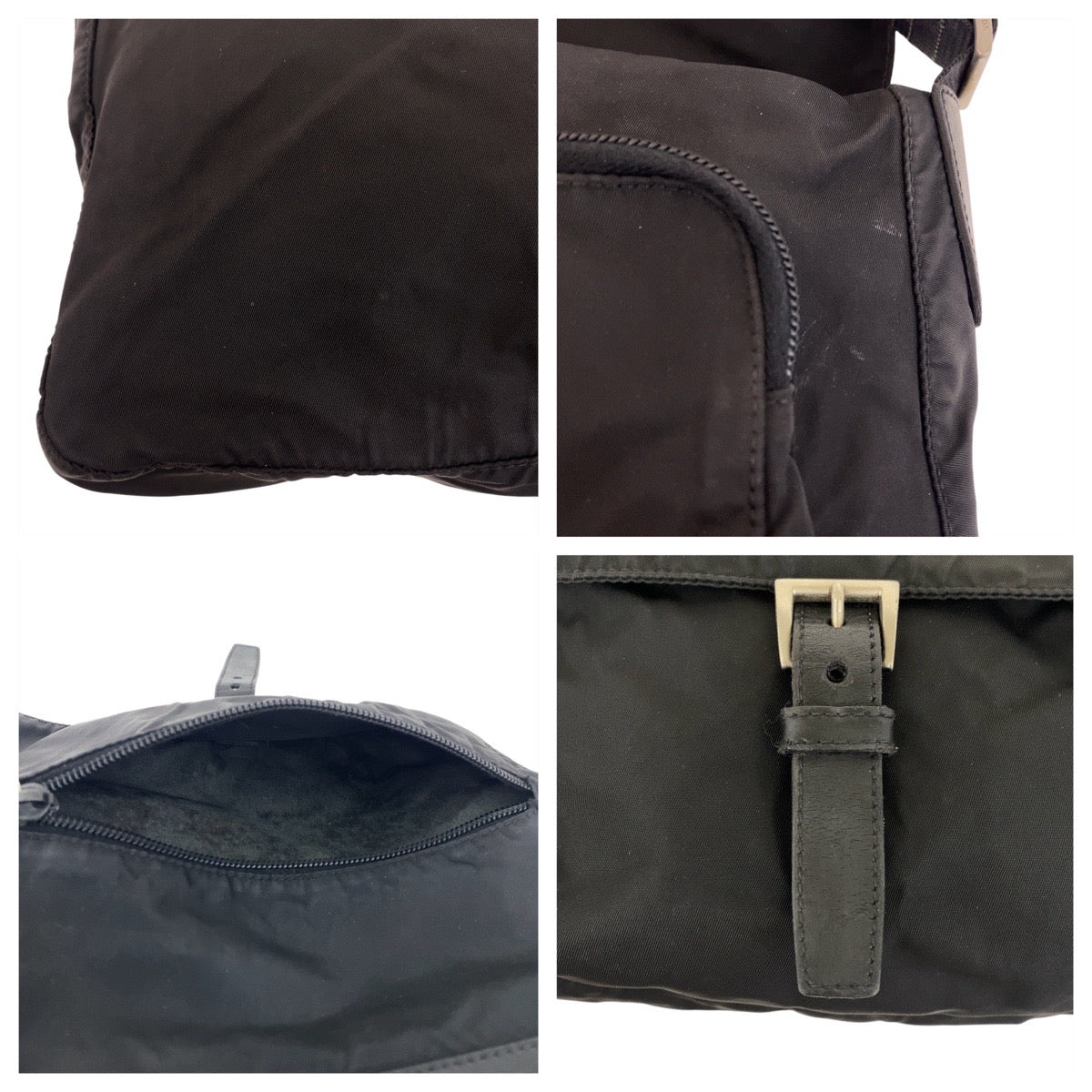PRADA Shoulder Bag Nylon Black SilverMetal Test Triangle With logo