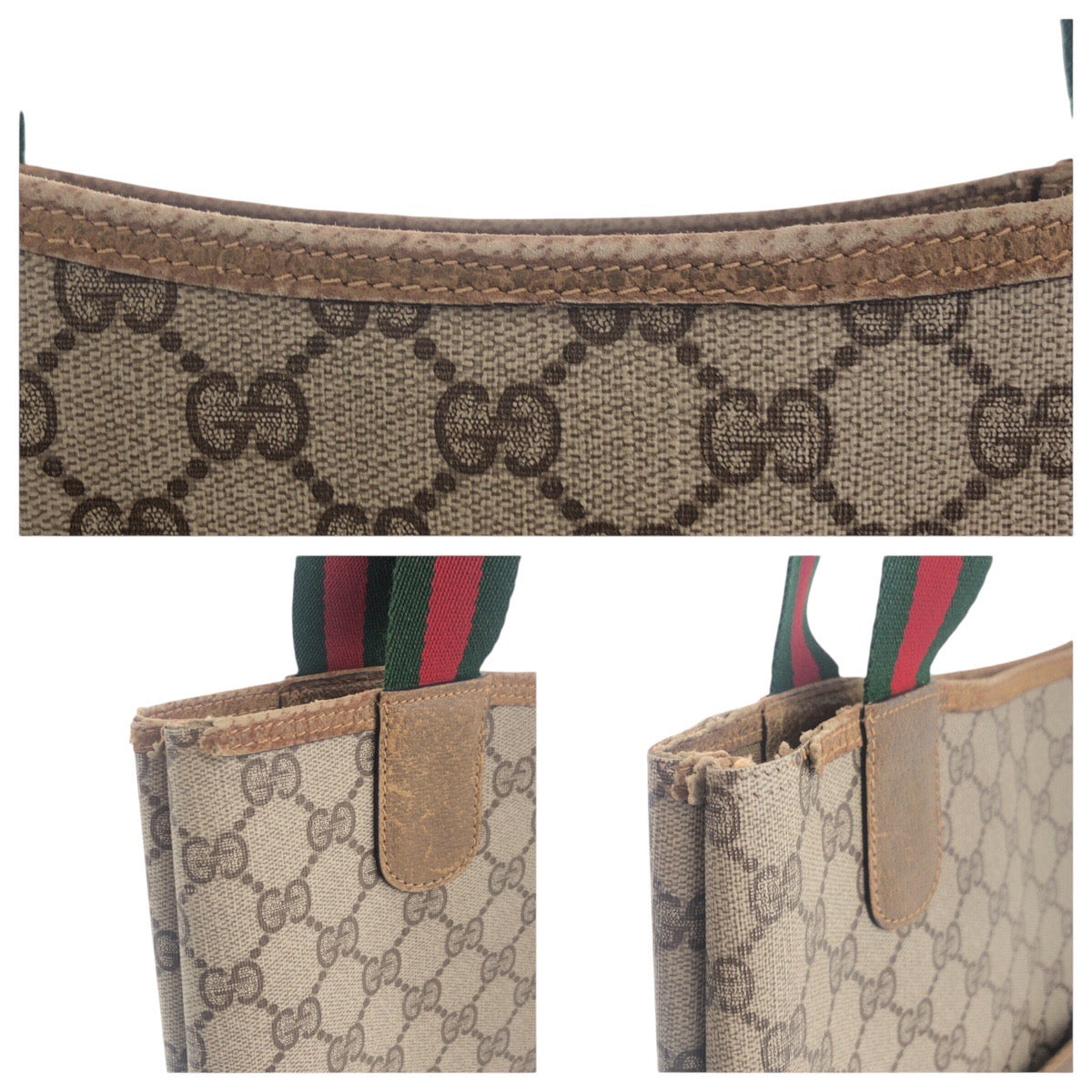 GUCCI Tote Bag 50205 GG Supreme Canvas Beige brown Old Gucci Shelly Line