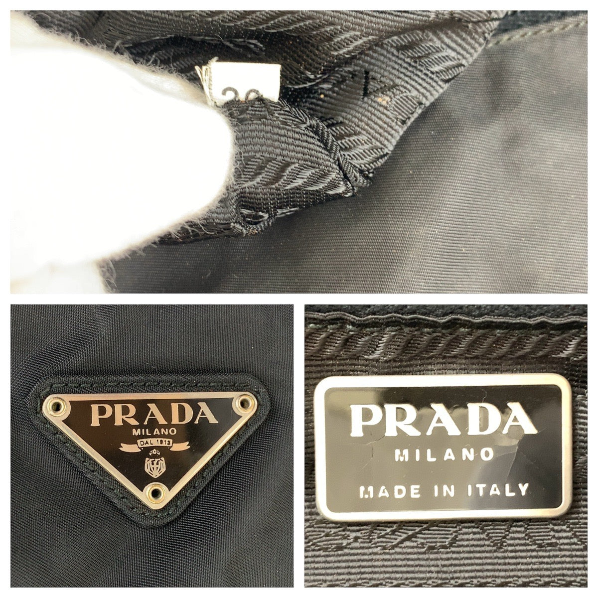 PRADA Tote Bag Nylon black Test Triangle With logo