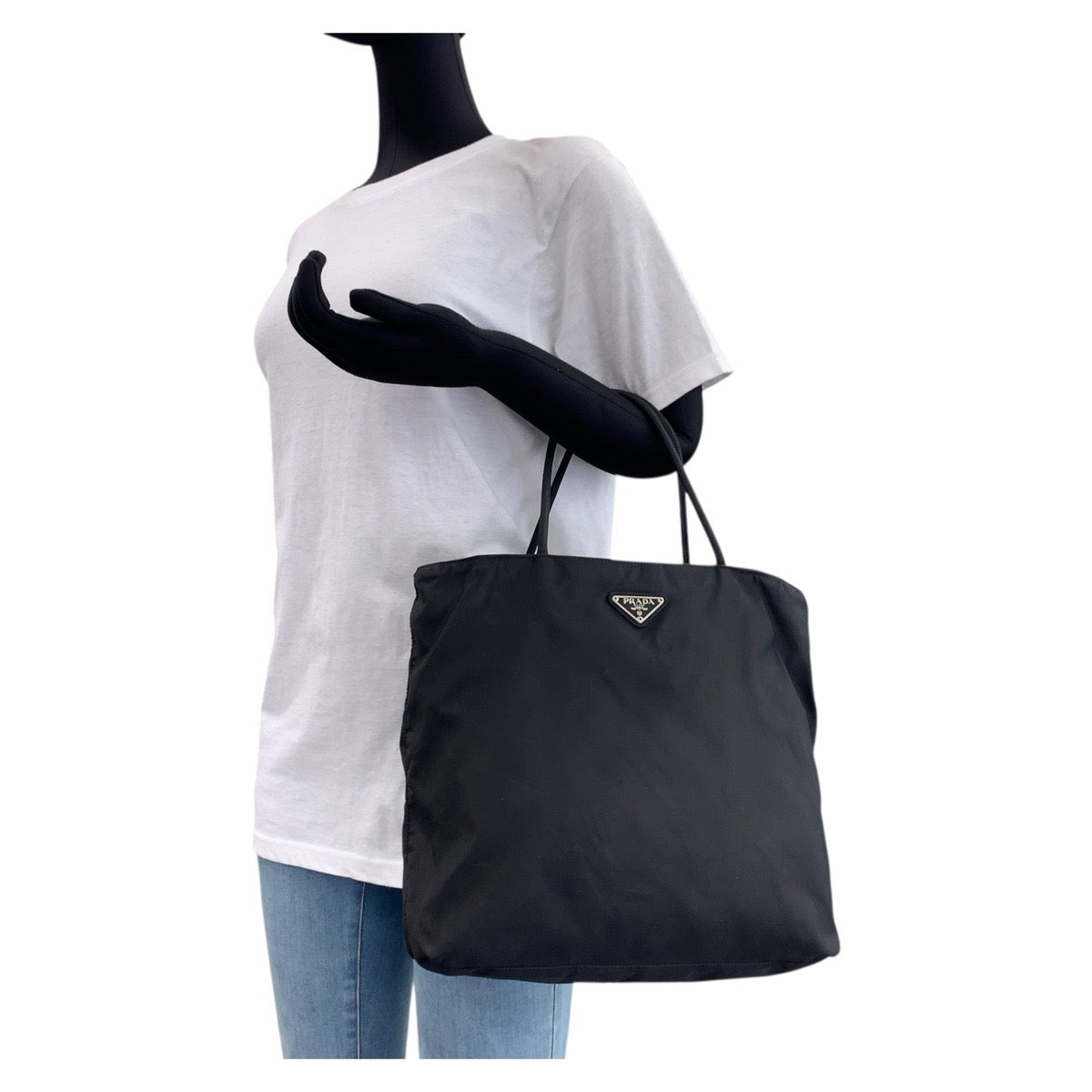 PRADA Tote Bag Nylon black Test Triangle With logo