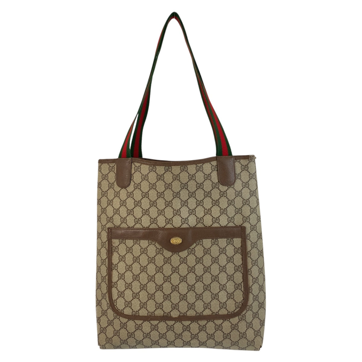 GUCCI Tote Bag 39 02 003 GG Supreme Canvas Beige Brown Gold Metal Sherry Line Old Gucci