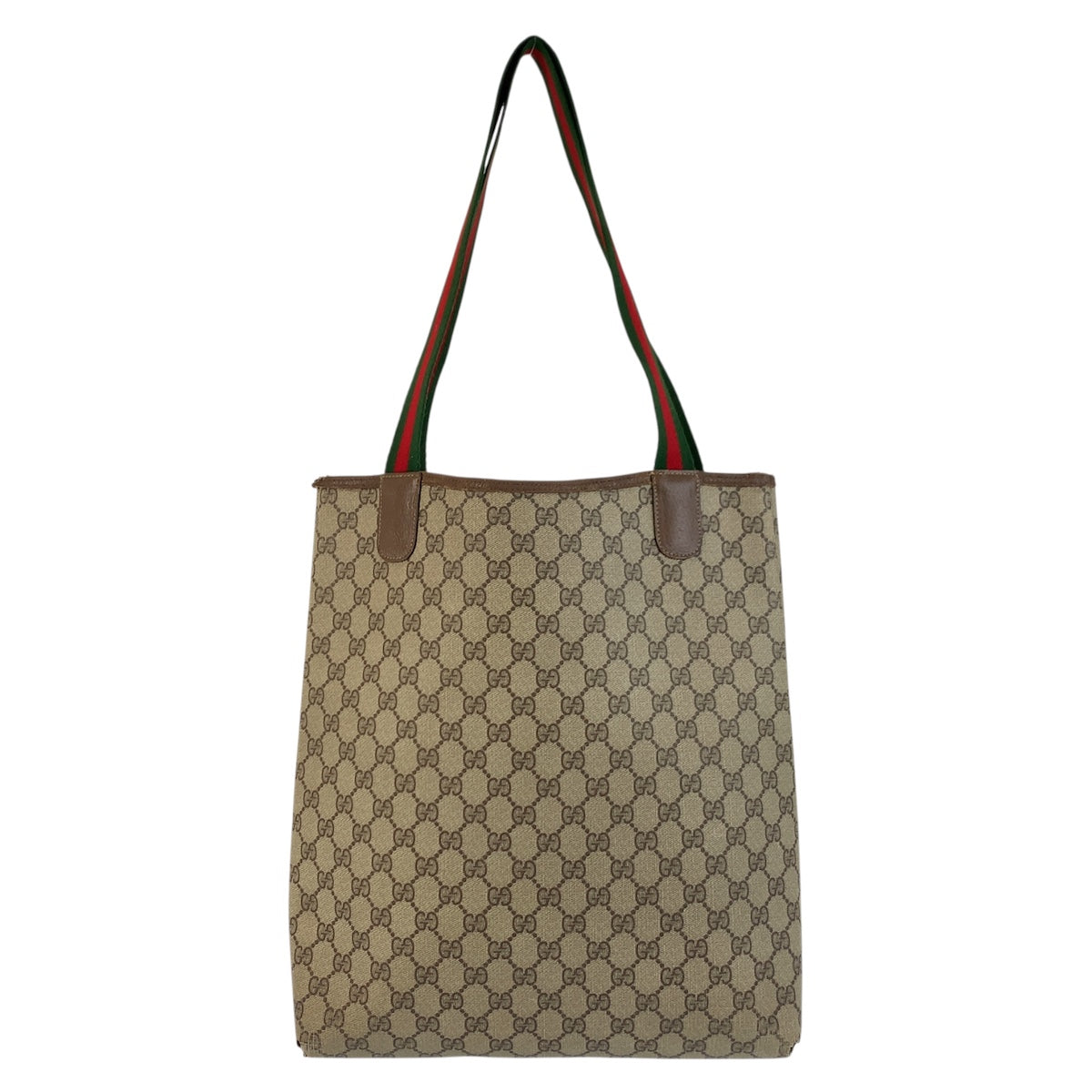 GUCCI Tote Bag 39 02 003 GG Supreme Canvas Beige Brown Gold Metal Sherry Line Old Gucci