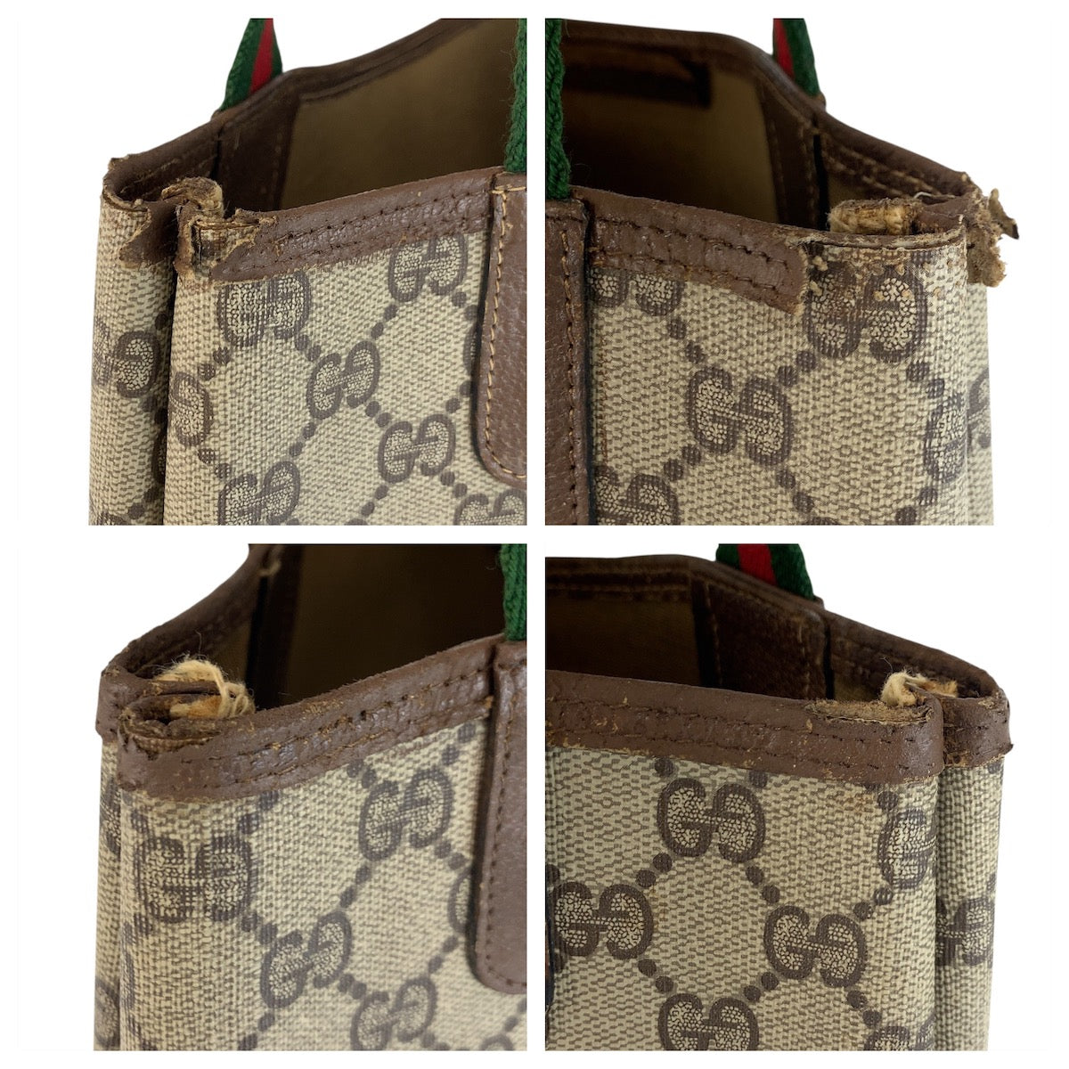 GUCCI Tote Bag 39 02 003 GG Supreme Canvas Beige Brown Gold Metal Sherry Line Old Gucci