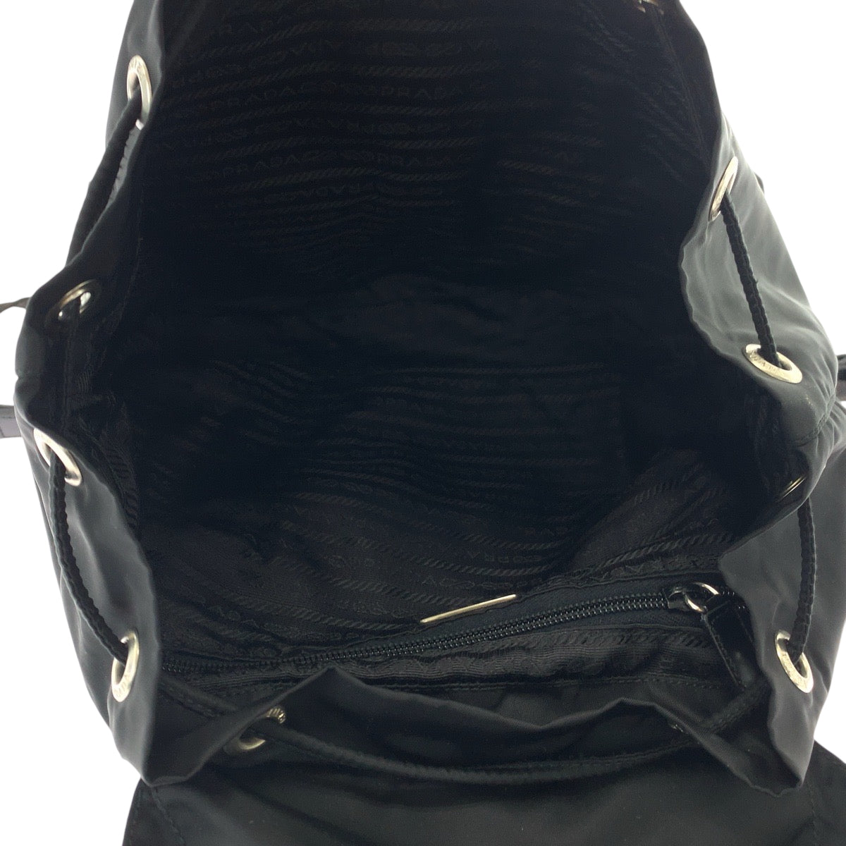 PRADA Backpack Nylon Black SilverMetal Test Triangle With logo